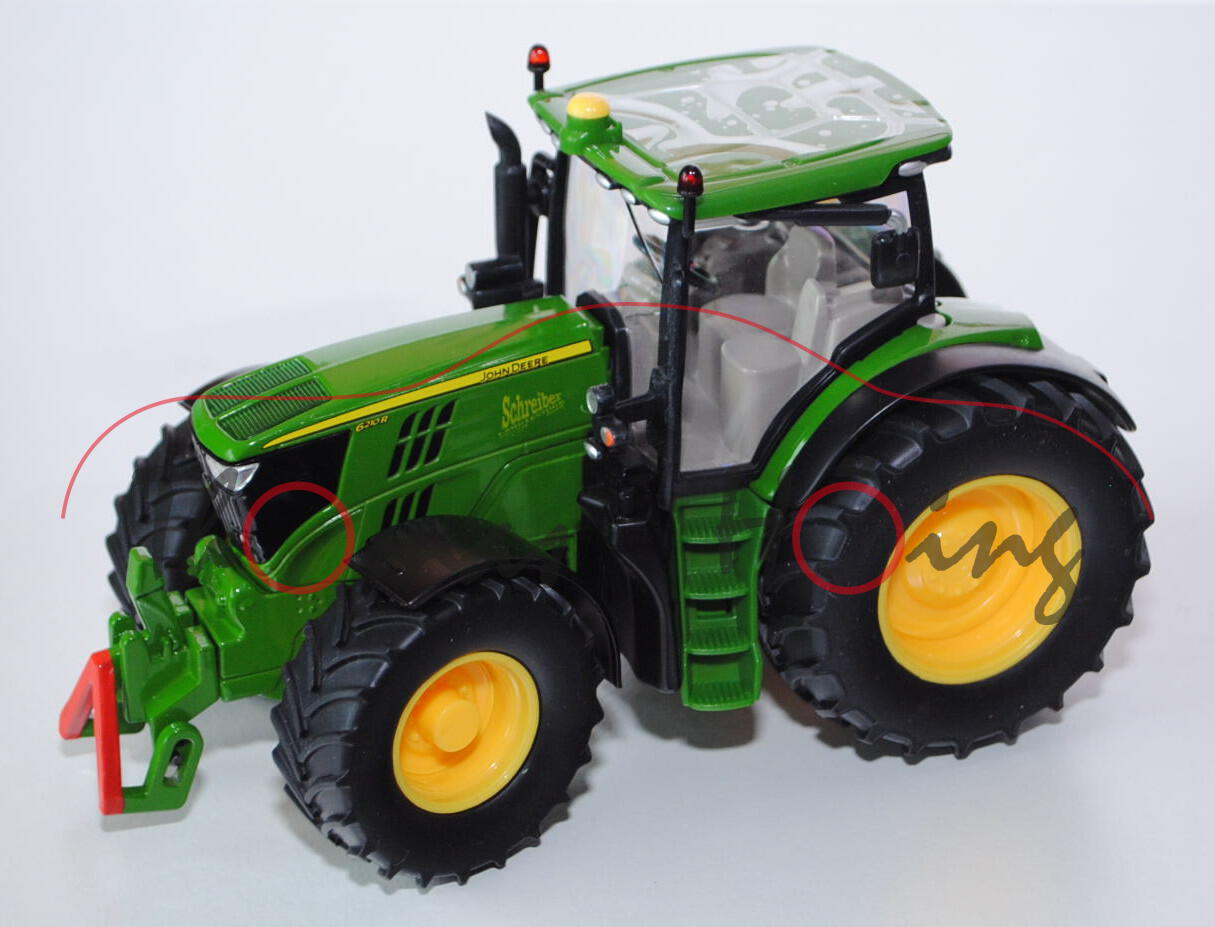 John Deere 6210R, smaragdgrün/gelb, Schreiber / LANDTECHNIK / GmbH, 1:32, L17mpK