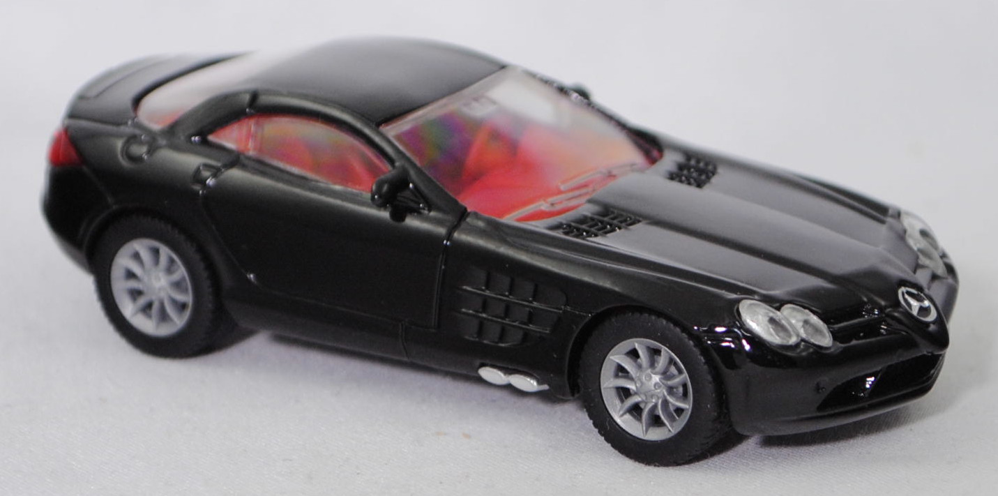 00004 Mercedes-Benz SLR McLaren (1. Generation, C 199, Modell 2004-2008), schwarz, Bpr. 1004, B25a / B25b silbergrau, SIKU SUPER, 1:55, m
