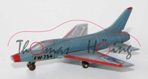 F 100 Super Sabre, hell-blaugrau, U.S. AIR FORCE / USAF / FW-754, 1 Aufkleber weg, 1:250, ohne Zette