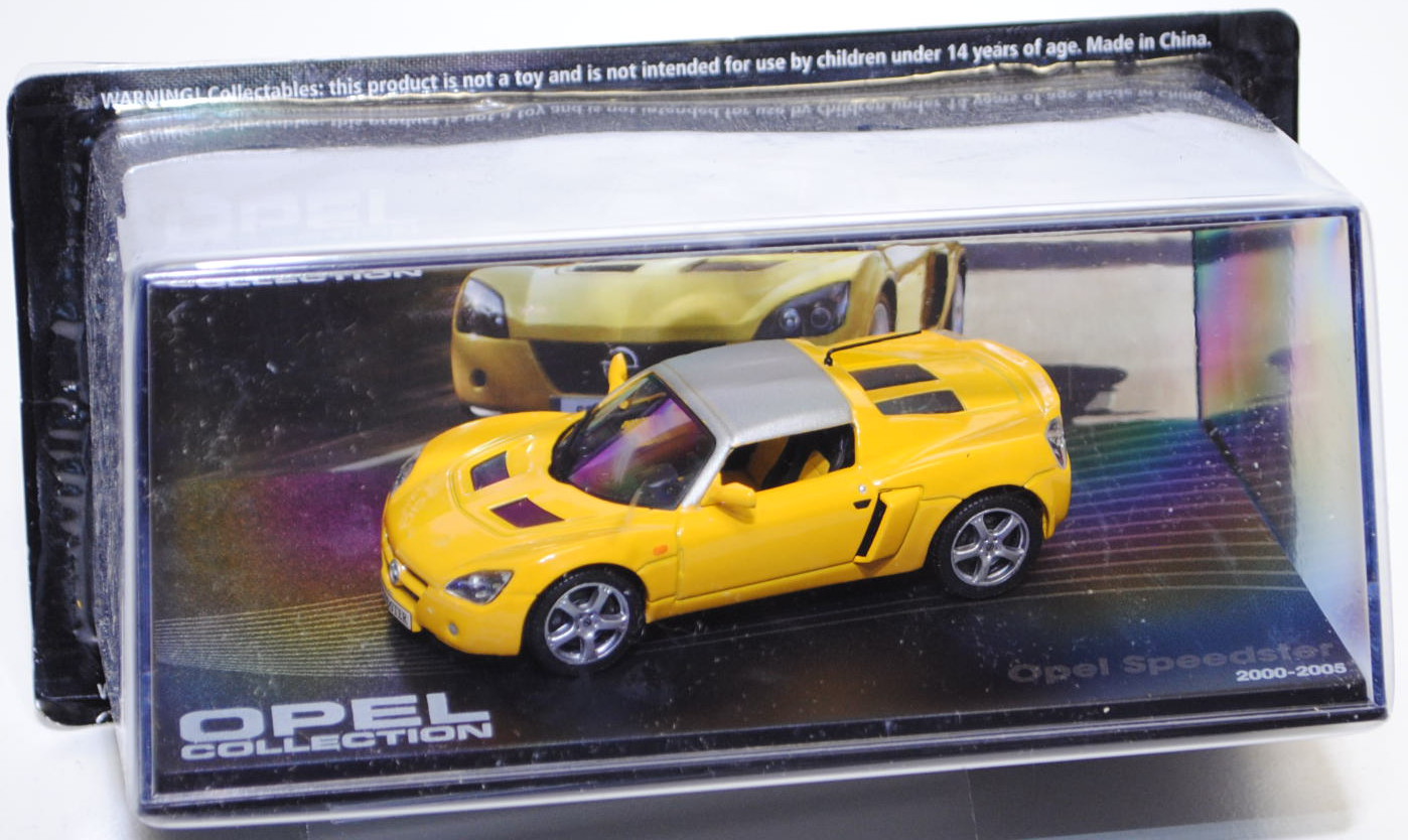 Opel Speedster 2.0 Turbo (Lotus Type 116), Modell 2003-2005, signalgelb/silber, EAGLEMOSS INTERNATIO