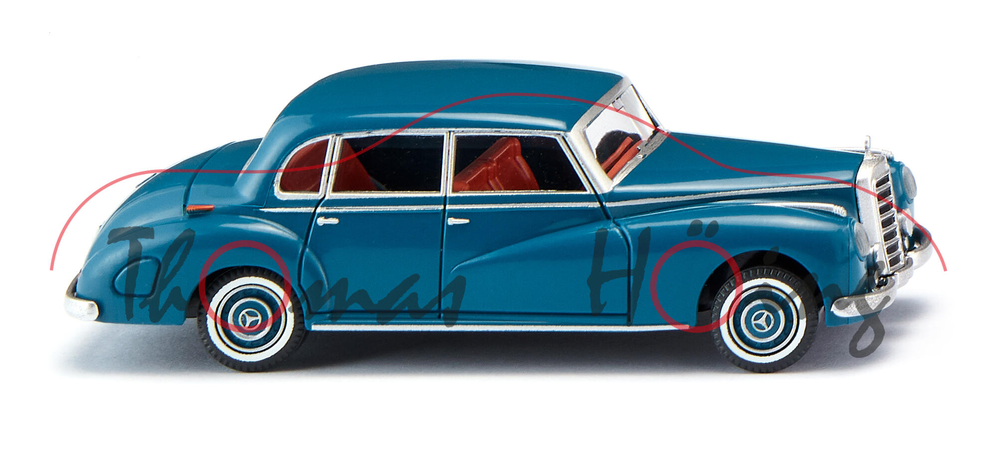 Mercedes-Benz 300 a (Baureihe W 186, W 186 II, interne Bezeichnung Typ 300 a, Baumuster 186.011, Adenauer-Mercedes, Modell 1951-1954), hell-azurblau, Wiking, 1:87, mb