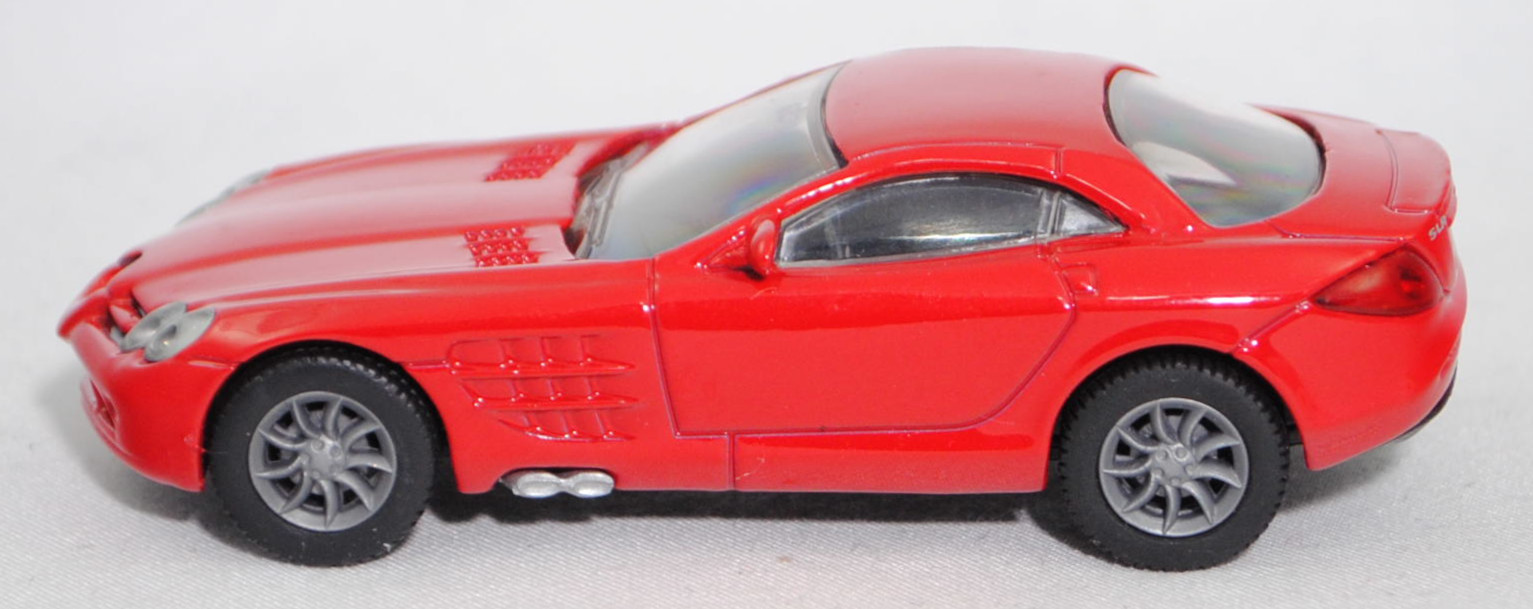00001 Mercedes-Benz SLR McLaren (1. Generation, C 199, Modell 2004-2008), dunkel-verkehrsrot, Bpr. 1004, B25a / B25b silbergrau, SIKU SUPER, 1:55, m