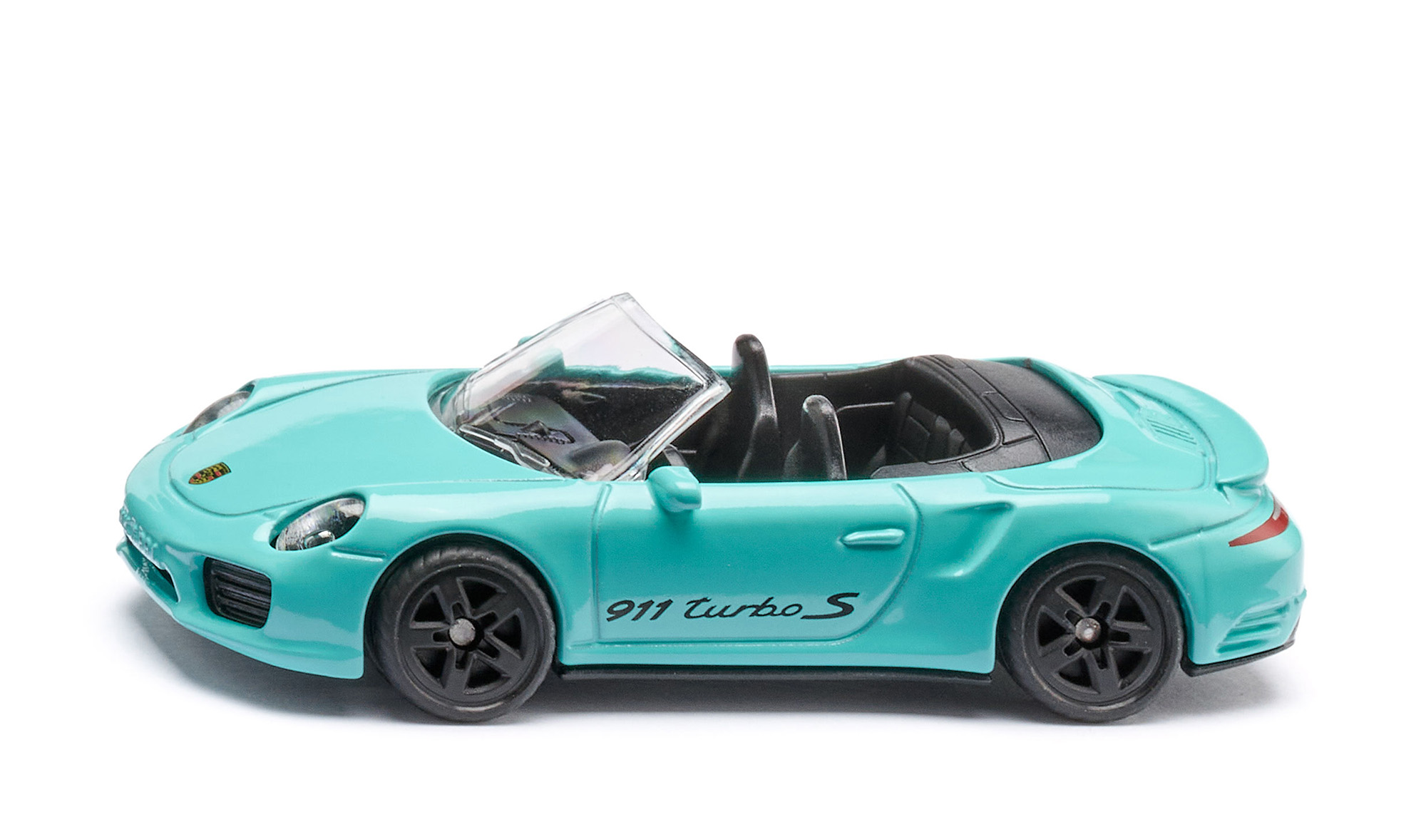 00000 Porsche 911 Turbo S Cabriolet (7. Generation Porsche 911, 991.2, Facelift 2015, Modell 2015-2018), miami blue, Druck 911 turbo S auf den Türen, SIKU SUPER, 1:56, P29f
