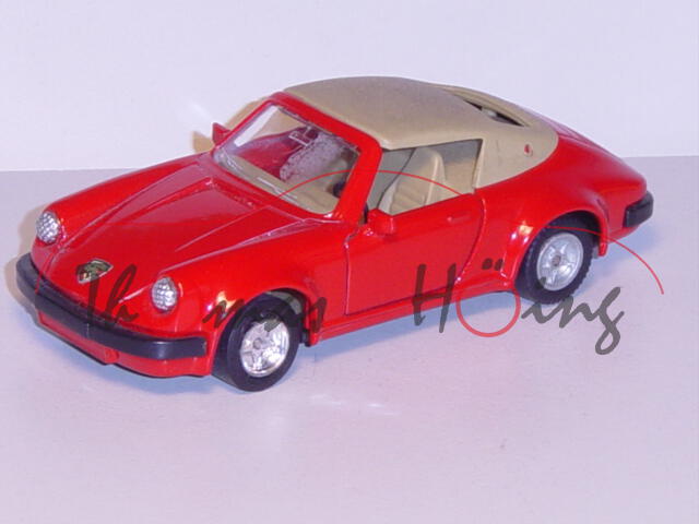 Porsche 911 SC, verkehrsrot, Vordertüren zu öffnen, Verdeck abnehmbar, mit Rückziehmotor, MC TOY, 1: