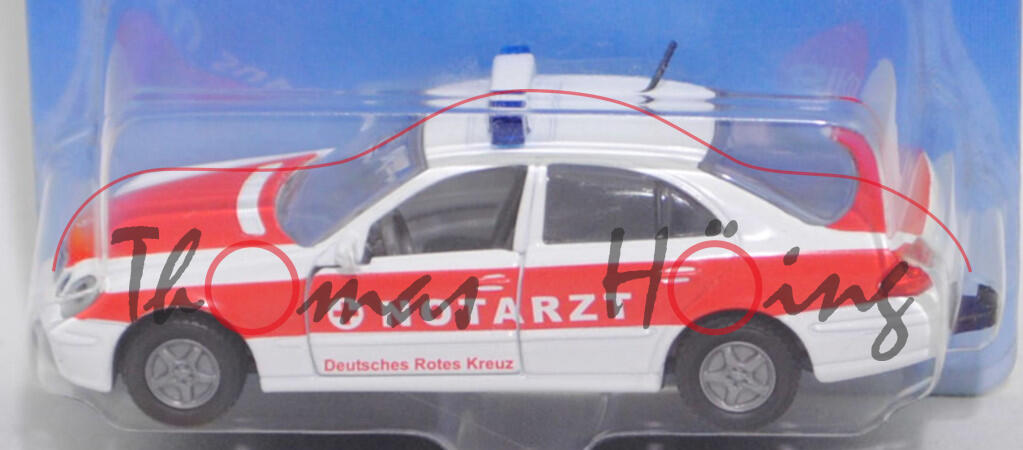 00003 Mercedes-Benz E 500 »AVANTGARDE« (W 211, Modell 2002-2006) Notarztwagen, reinweiß, NOTARZT, SIKU, 1:55, P28b