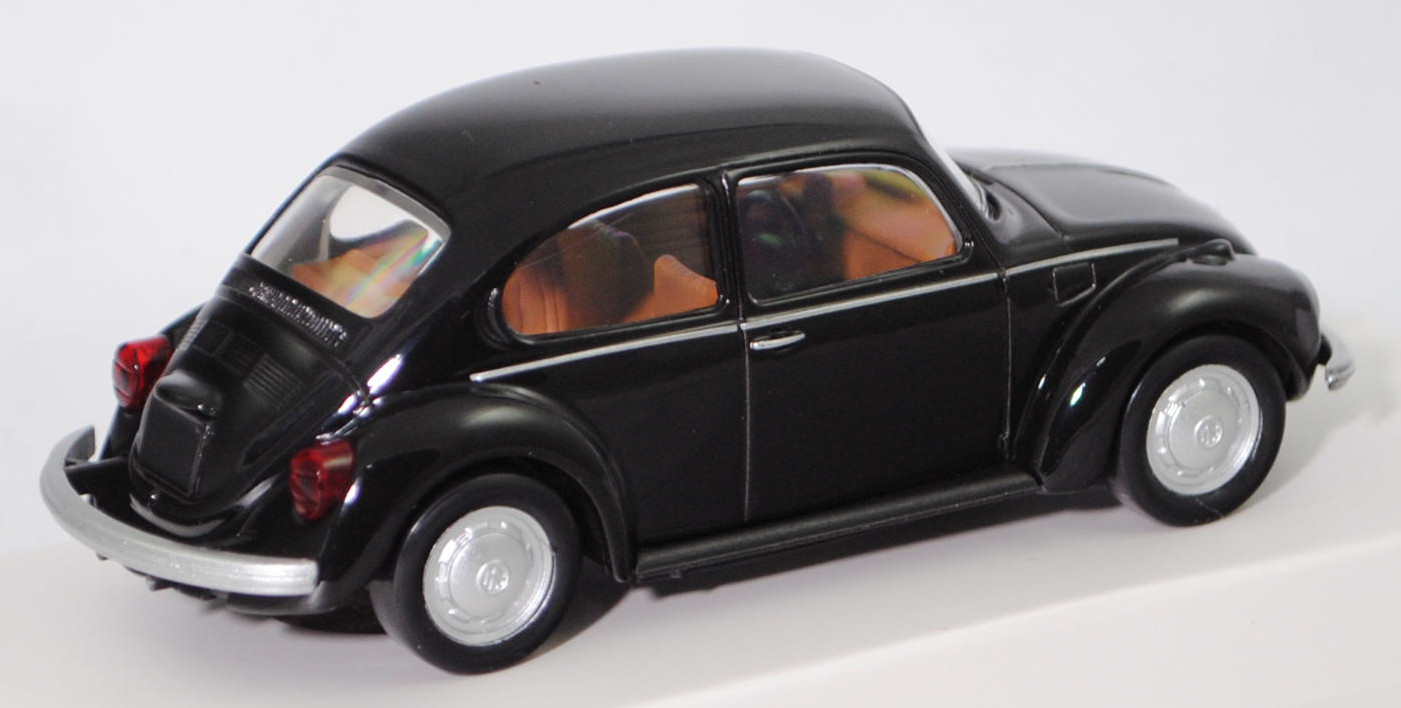 VW Käfer / Coccinelle 1303 Limousine (1. Generation, Typ 11 Modell 111, Modell 1972-1974, Baujahr 1973), schwarz (Farbcode L041), innen hell-braunbeige, Norev Jet-car, 1:43, mb