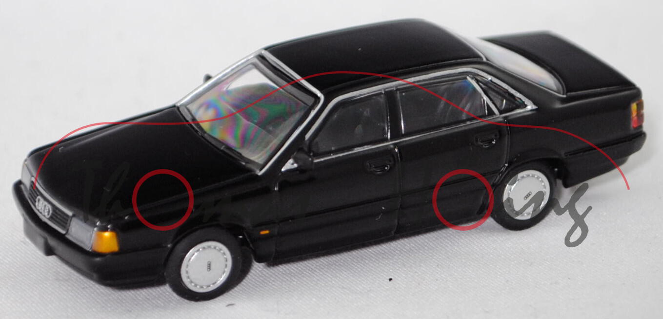 Audi 100 (3. Gen., C3, Typ 44, Facelift 1988, Modell 1988-1991), brillantschwarz, XCARTOYS, 1:64, mb