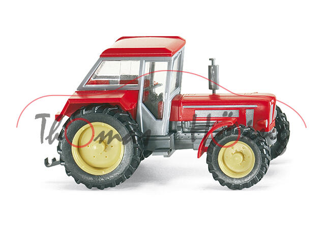 Schlüter Super 1250 VL Traktor (Mod. 1972-1991), rot, Kabine silber mit rotem Dach, Wiking, 1:87, mb