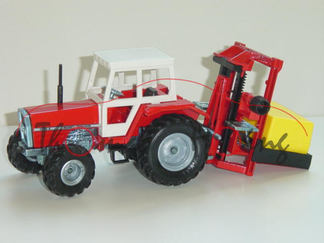 Massey Ferguson 3050 A mit Siloblockschneider, verkehrsrot, Heuballen gelb, L15