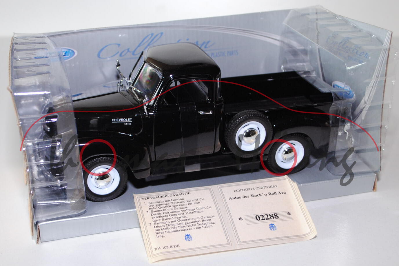 Chevrolet 3100 Pick Up 1953, schwarz, Vordertüren zu öffnen, mit Echtheits-Zertifikat, Welly, 1:24, 