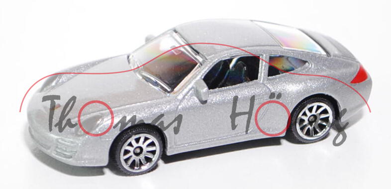 Porsche 911 Typ 997 (Nr. 209 E), Modell 2004-2008, silber, majorette, 1:59, mb