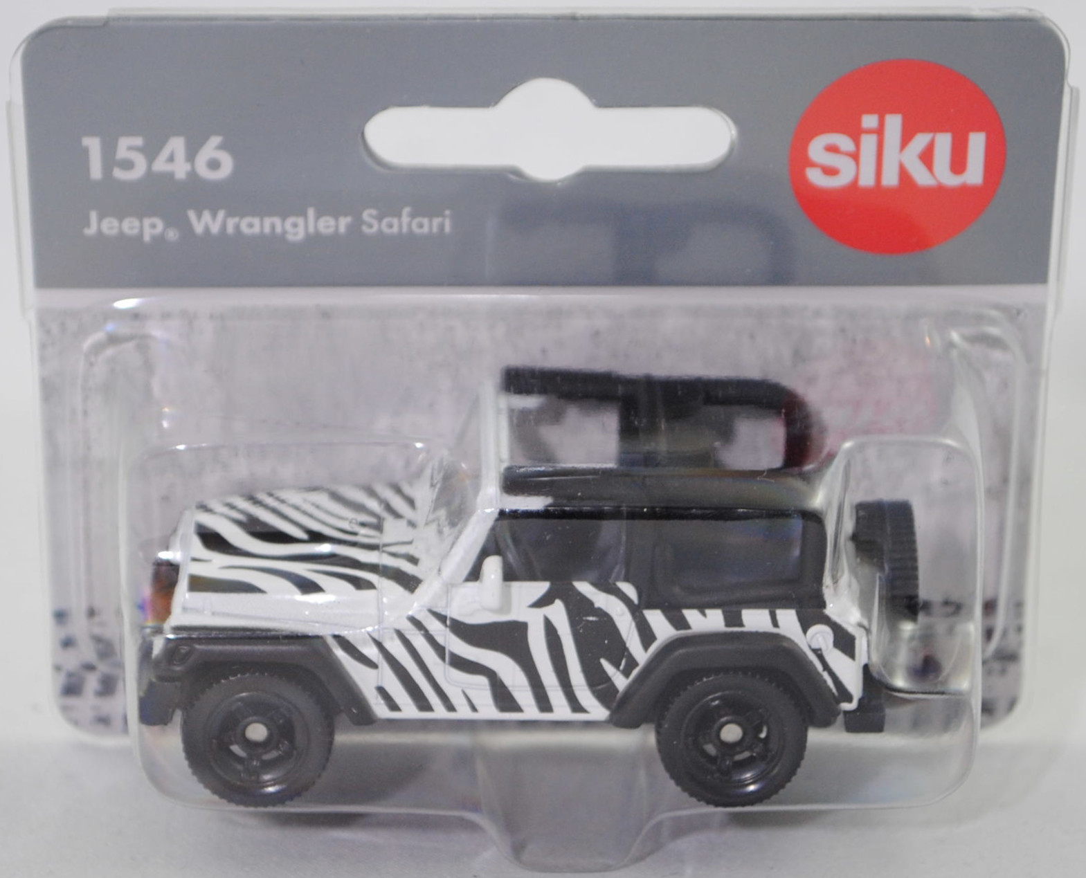 00000 Jeep Wrangler Sport 4.0 (2. Generation, Baureihe TJ, Facelift 2002, Modell 2002-2006) Safari, reinweiß, Druck Streifen in schwarz, SIKU SUPER, 1:55, P29f