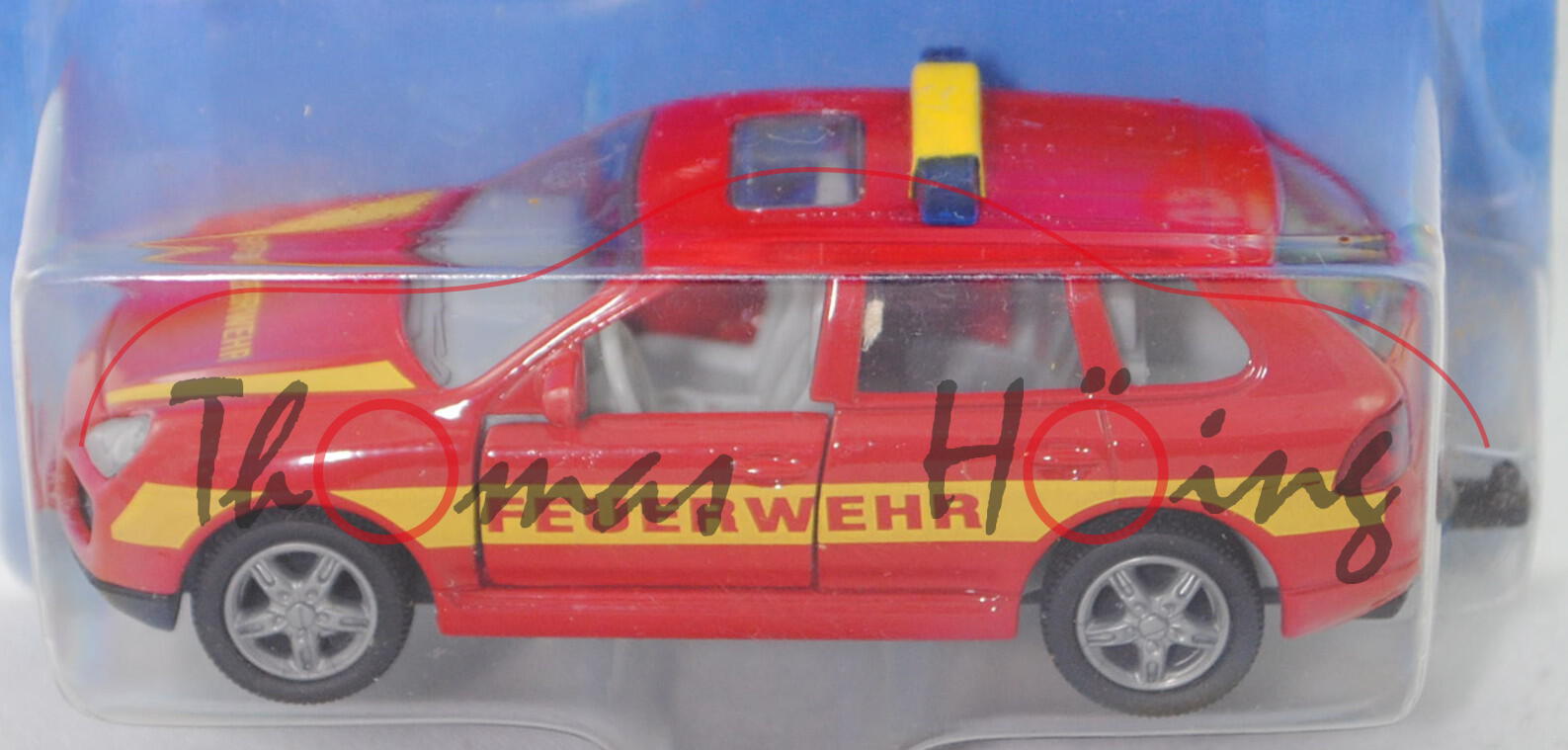 00005 Porsche Cayenne Turbo (Typ 9PA, Mod. 02-06) Feuerwehr-Kommandowagen, rot/gelb, SIKU, P28b