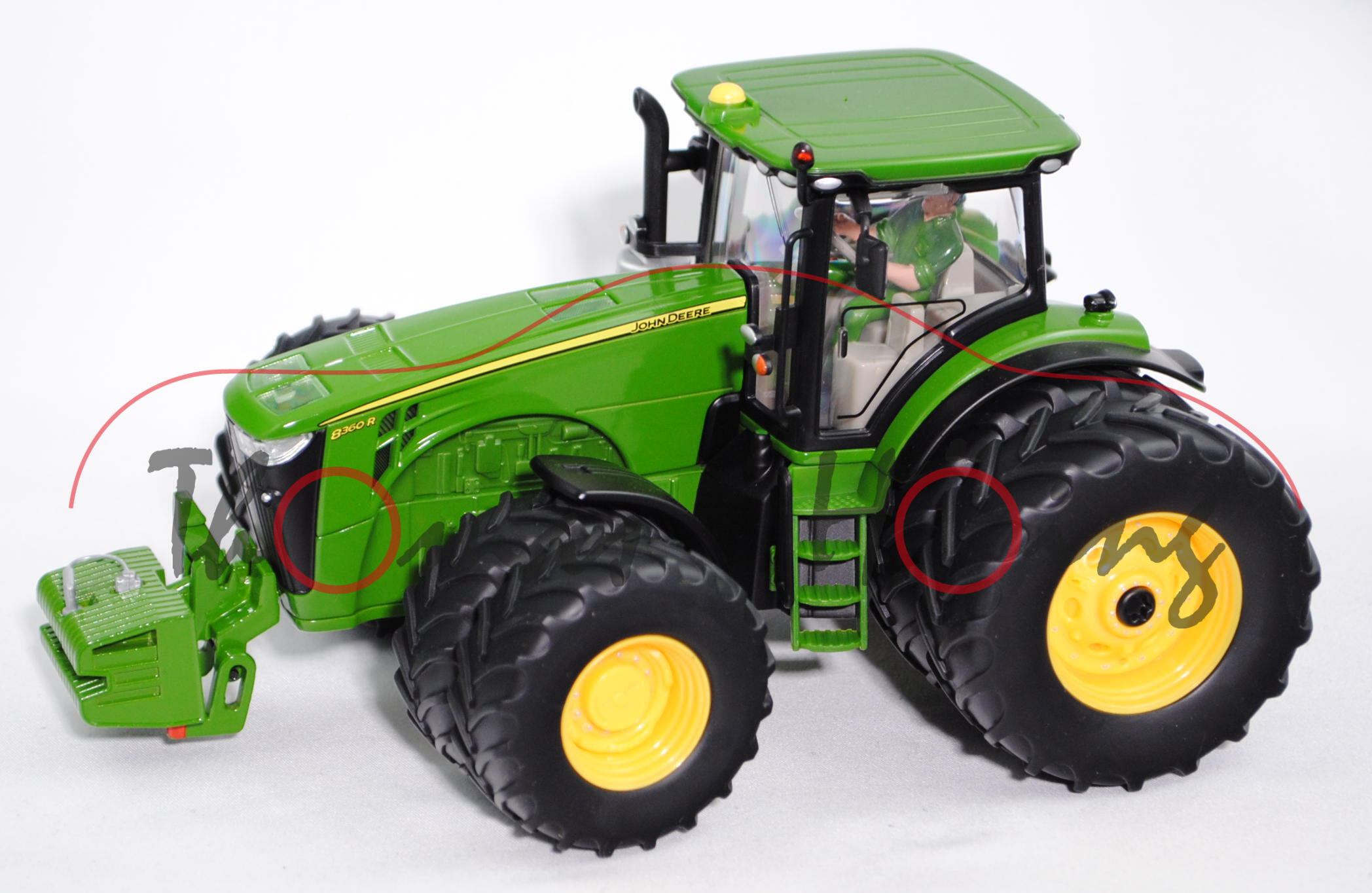 00401 John Deere 8360R Traktor (Mod. 11-13) mit Doppelbereifung, smaragdgrün, mit Fahrer in smaragdg