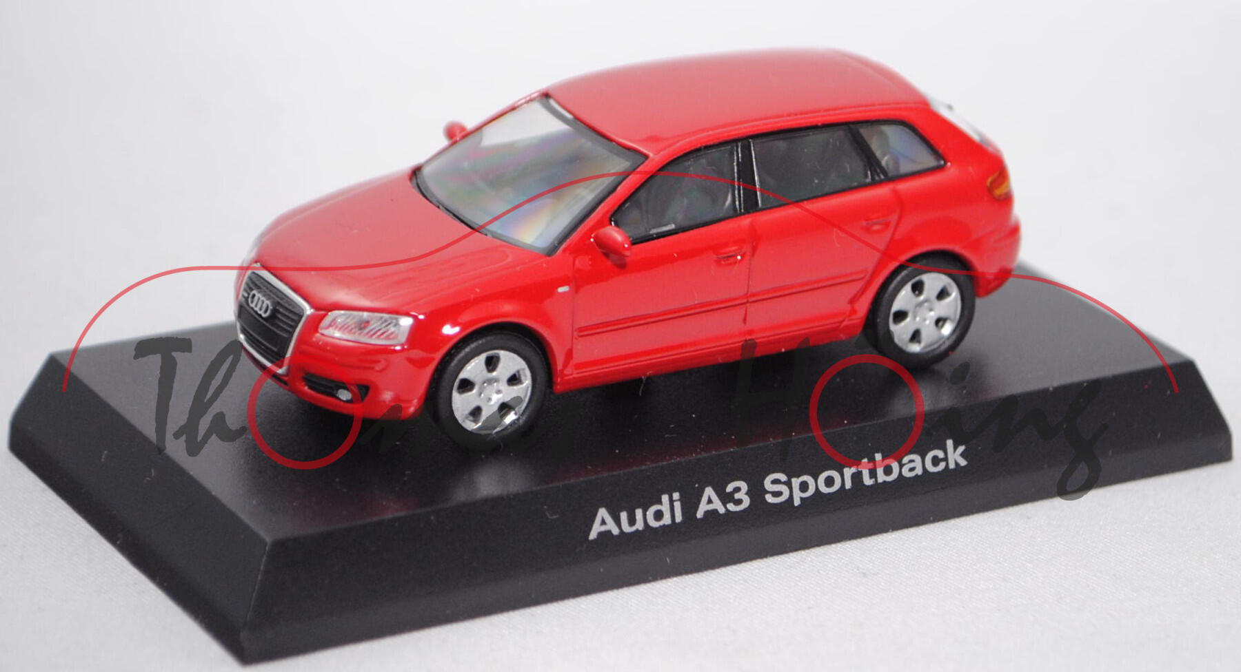 Audi A3 Sportback 3.2 quattro (Typ 8PA facelift 1, Mod. 04-08), brillantrot, Kyosho, 1:64, Haubenbox