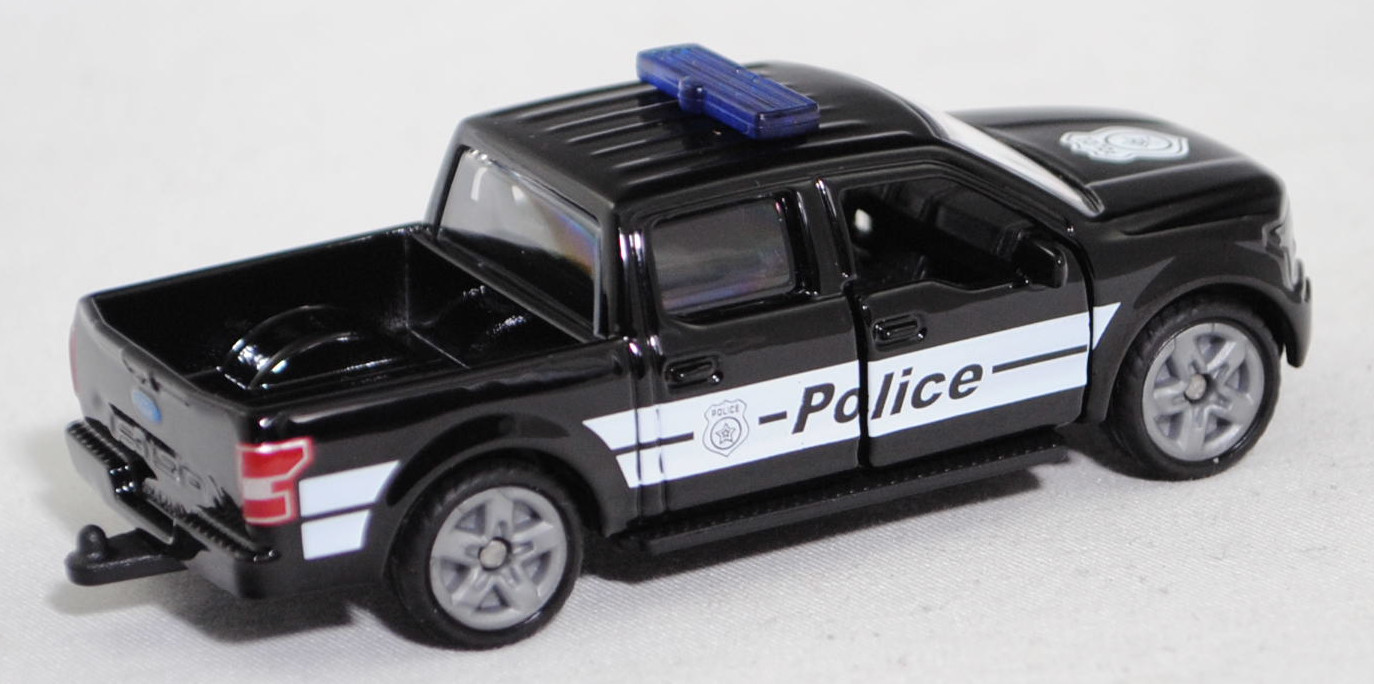 00000 Ford F-150 LARIAT STANDARD V8 SuperCrew mit 5,5 Ft Ladefläche (P552, Facelift 2018, Modell 2018-2020) US-Police, schwarz, Police, SIKU, 1:71, P29f