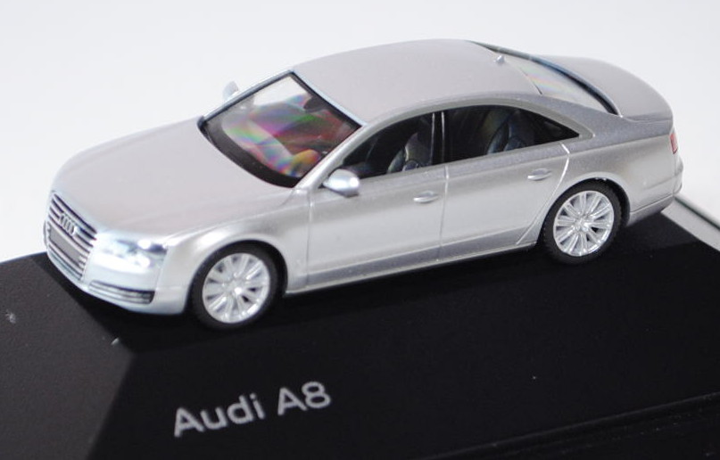 Audi A8 (D4, Typ 4H), Modell 2010-, eissilber, Herpa, 1:87, Werbeschachtel