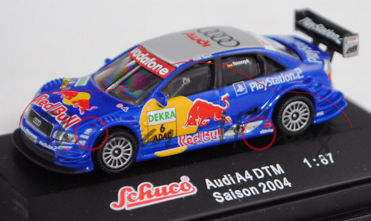 Audi A4 DTM 2004 (B6, Typ 8E2 / R11), blau, DTM 2004, Martin Tomczyk, Nr. 6, Schuco, 1:87, PC-Box