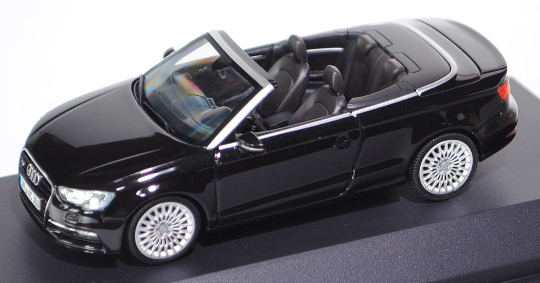 Audi A3 Cabriolet (Typ 8V), Modell 2013-, phantomschwarz, Herpa, 1:43, Werbeschachtel