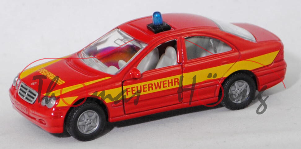 00002 Mercedes-Benz C 320 »AVANTGARDE« (W 203, Mod. 00-04) Feuerwehr-Einsatzleitwagen, rot, Streifen und FEUERWEHR, SIKU, 1:55