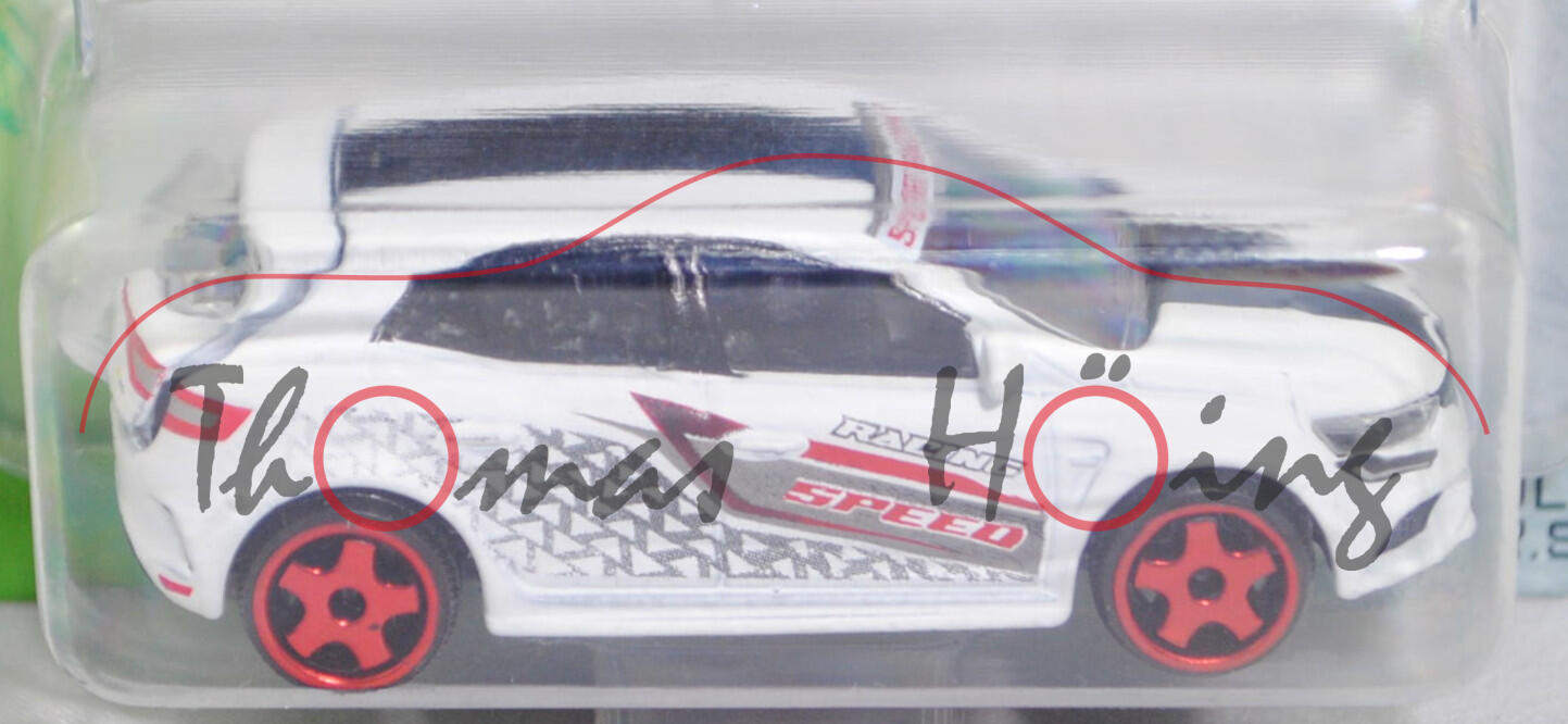 Renault Mégane R.S. TCe 280 EDC (4. Generation, Typ IV, RFB, Modell 2018) (Nr. 222F), reinweiß, RACING / SPEED, majorette, 1:63, Blister
