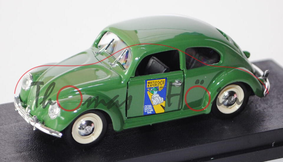 VW Käfer Standardlimousine (Typ 11) (Brezelkäfer), Modell 1950, grasgrün, BEETLE / KÄFER SHOW / \'95