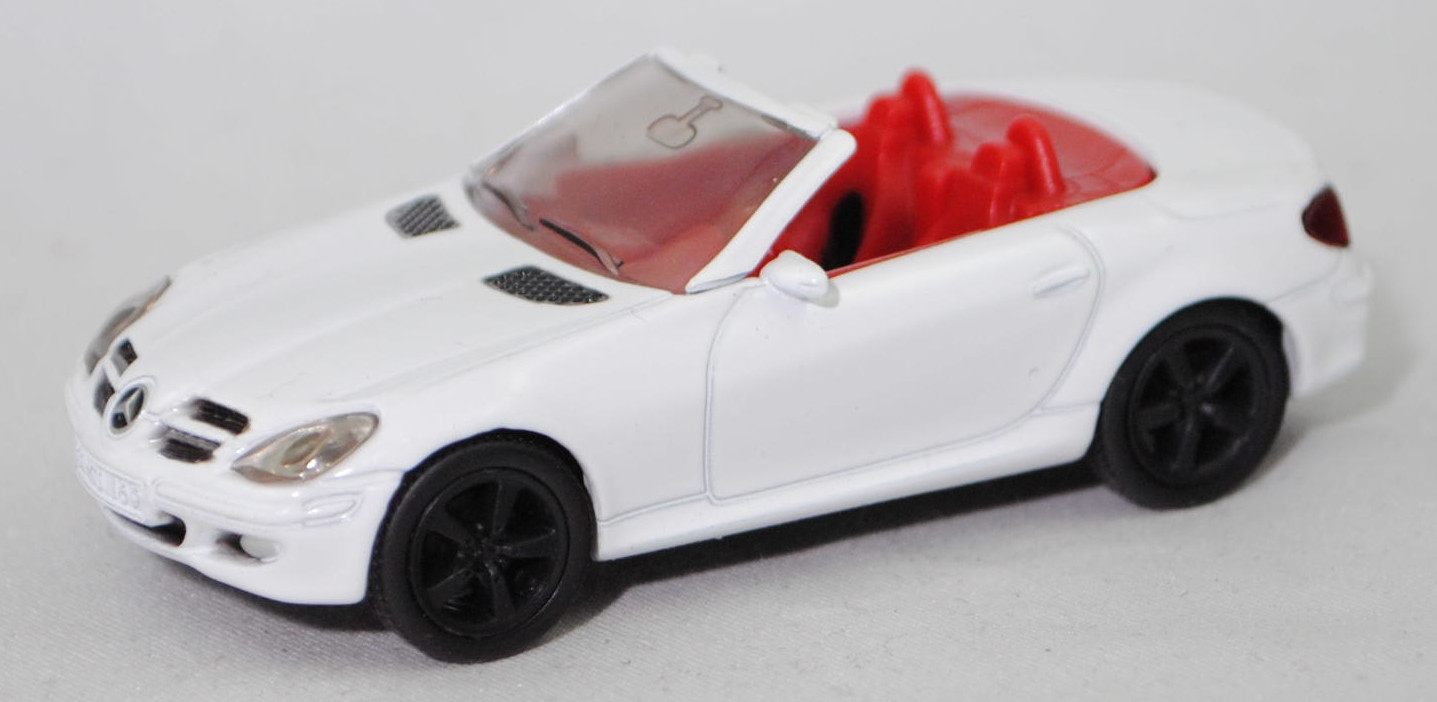 00011 Mercedes-Benz SLK 350 (interne Baureihenbezeichnung R 171, Vor-MoPf, Modell 2004-2008), reinweiß, innen rot/schwarz, Bpr. 1002, SIKU SUPER, 1:55, m