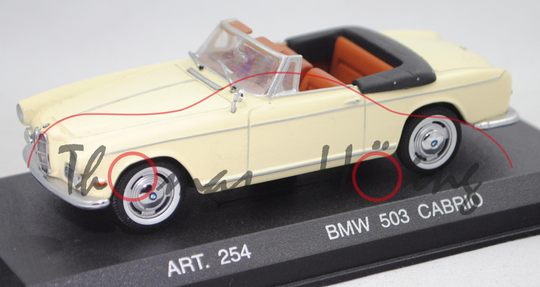 BMW 503 Cabriolet (Typ 503 Serie 1, Modell 1956-1957), blassgelb, DetailCars PLATINUM, 1:43, PC-Box