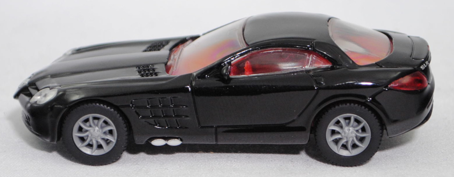 00004 Mercedes-Benz SLR McLaren (1. Generation, C 199, Modell 2004-2008), schwarz, Bpr. 1004, B25a / B25b silbergrau, SIKU SUPER, 1:55, m