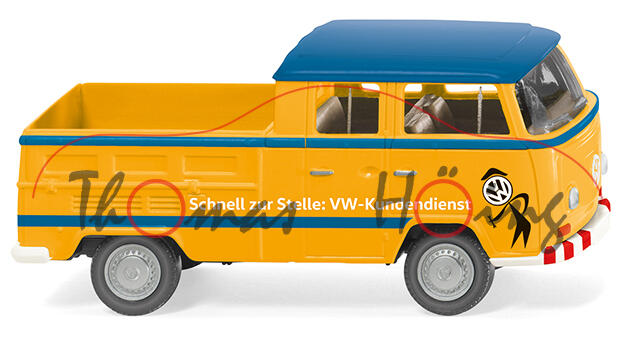 VW DoKa Pritschenwagen (Typ T2a, Modell 1967-1971), gelb, VW-Kundendienst, Wiking, 1:87, mb