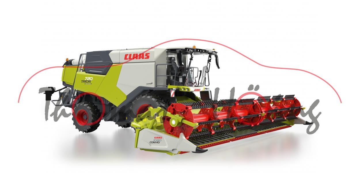 CLAAS TRION 720 Mähdrescher (Modell 2021-) mit Bandschneidwerk CONVIO 1080, Wiking, 1:32, mb