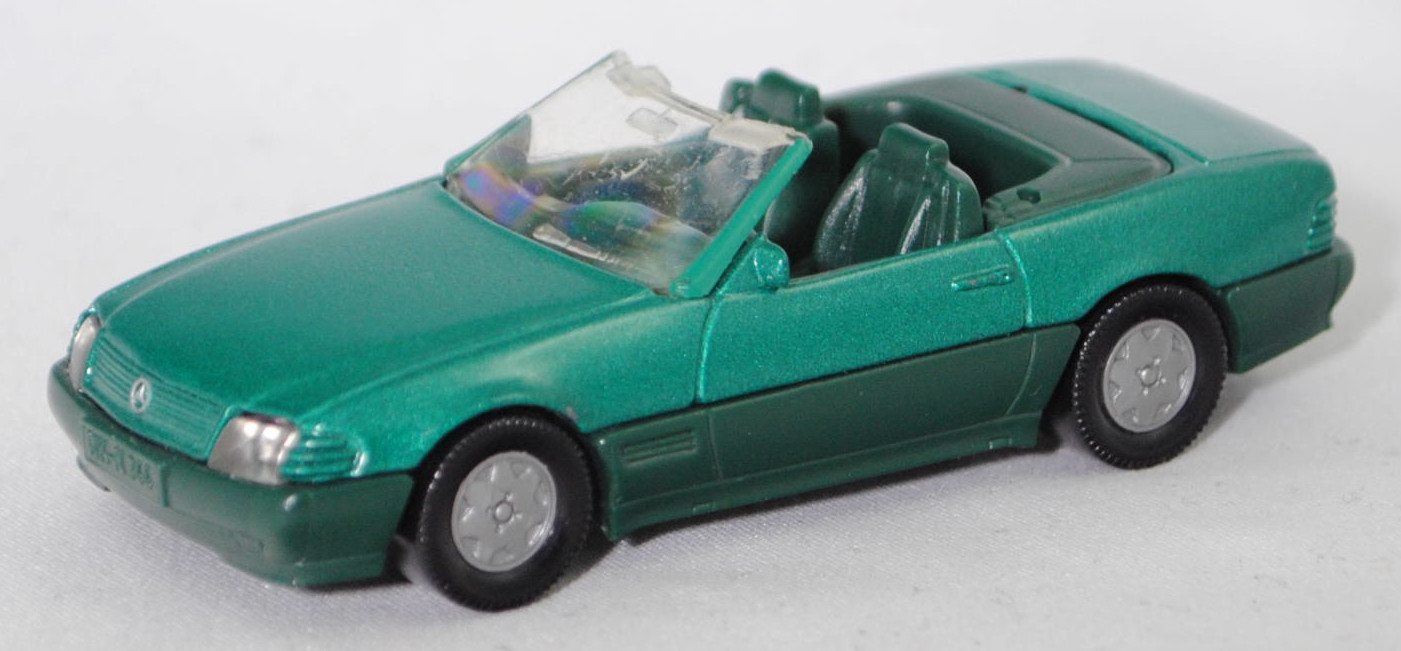 00002 Mercedes-Benz 500 SL (R 129, Modell 1989-1992), türkisgrünmetallic, Stern im Kühlergrill silber, Heckklappe ohne Stern, Hong, B6, SIKU SUPER, 1:55, m