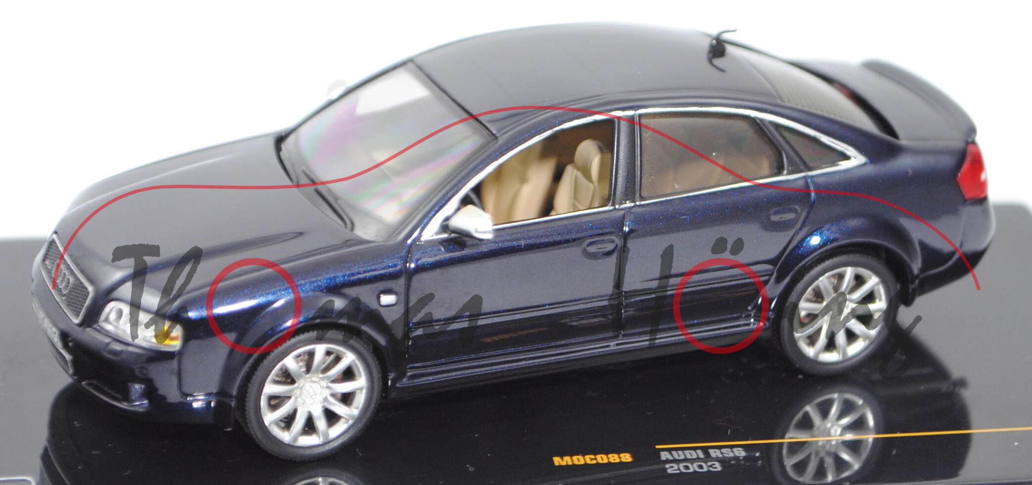 Audi RS6 Limousine (1. Gen. RS 6, BR C5, Typ 4B, Mod. 02-04), mugelloblau perleffekt, IXO, 1:43, mb