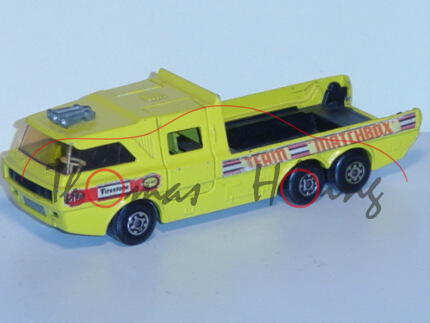 Racing Car Transporter, zinkgelb, STP Firestone TEAM MATCHBOX, Ladegut+Laderampe+Dachabdeckung weg, 