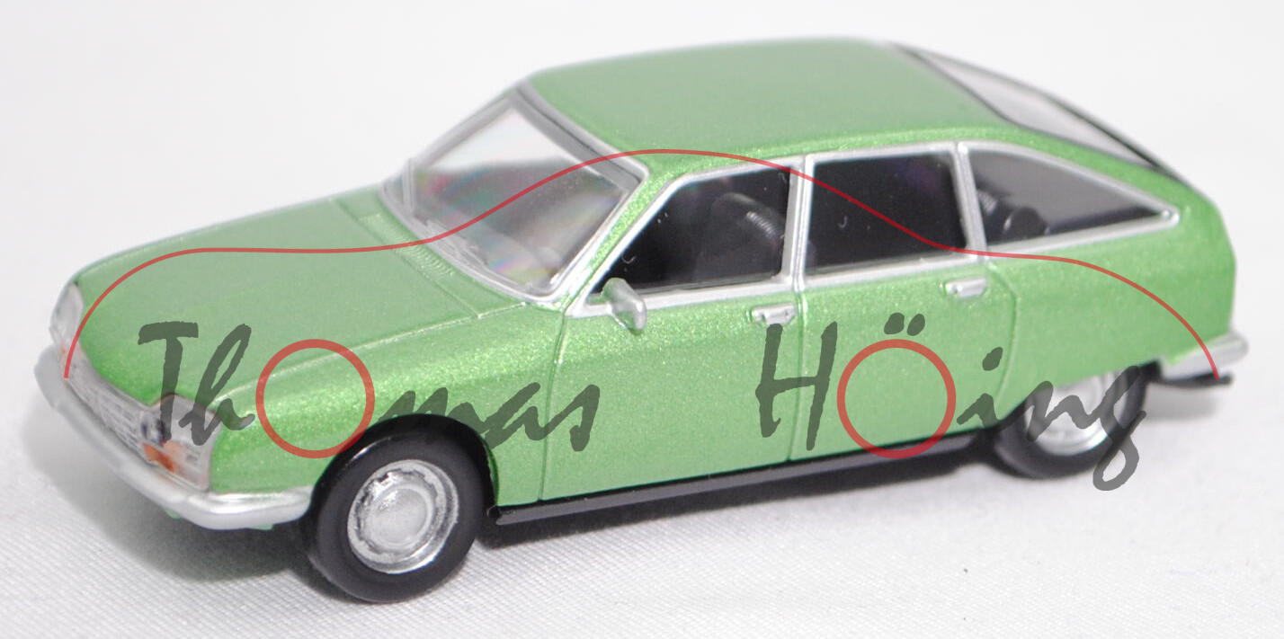 Citroen GS (GS = Grande Série, Modell 1970-1979), vert papyrus metallic, Norev, ca. 1:65, mb