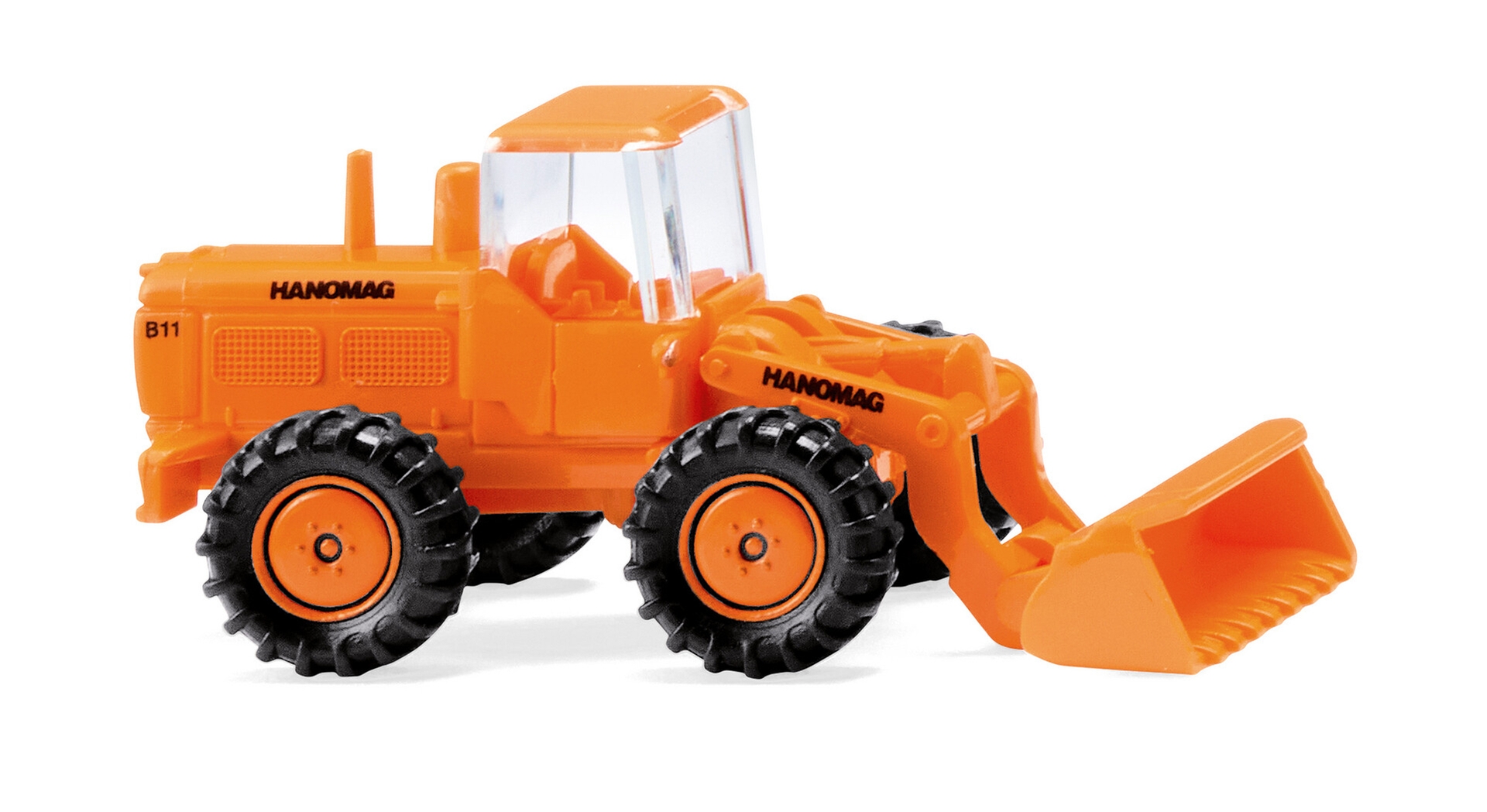 Hanomag B11 (Modell 1964-1972) Radlader, Oberwagen tieforange, N-Spur, Wiking, 1:160, mb