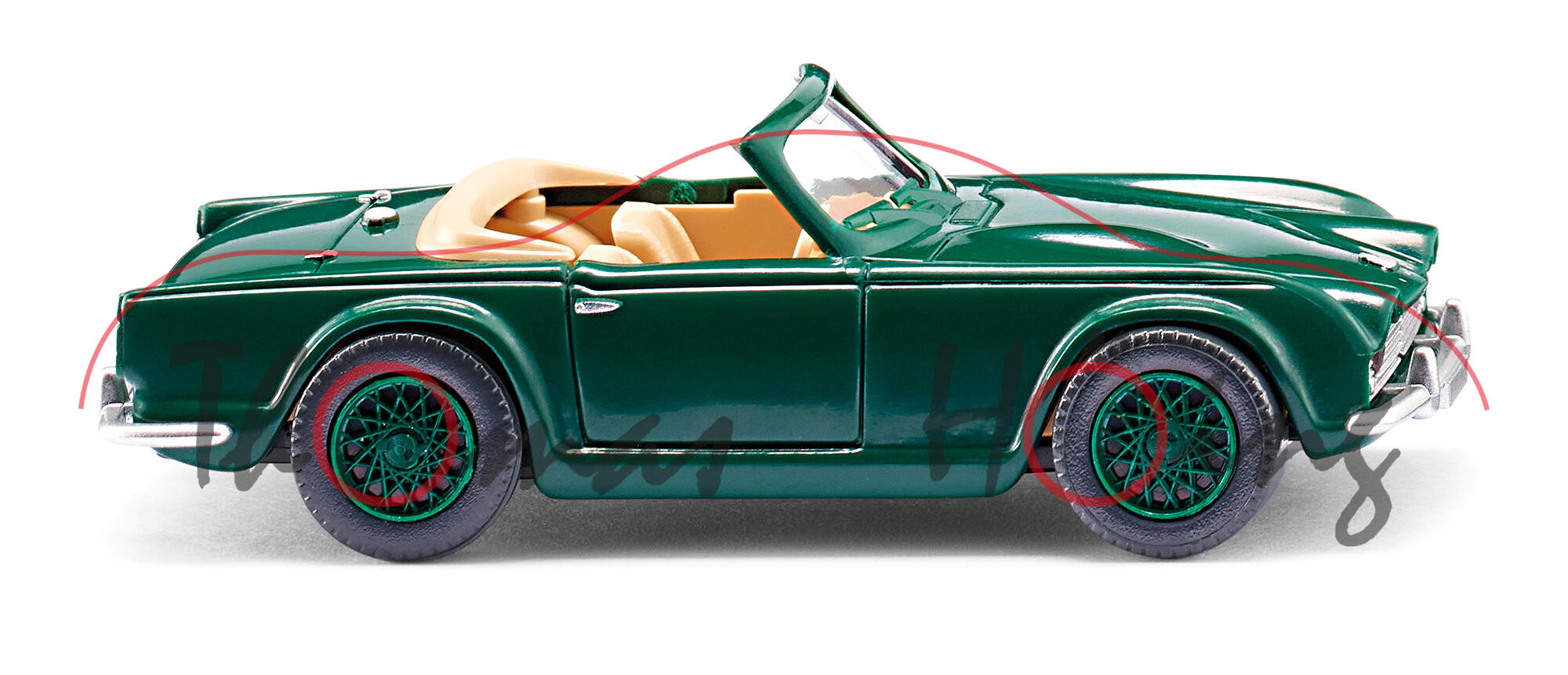 Triumph TR4 (zweitüriger Roadster mit 2 Sitzplätzen, Modell 1961-1965), moosgrün, Wiking, 1:87, mb