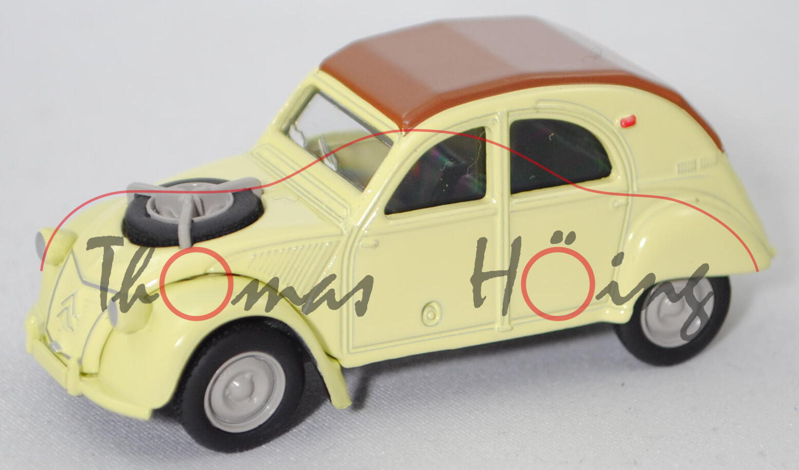 Citroen 2CV Sahara (Baujahr 1960-1967), panama yellow, Verdeck lehmbraun, Norev, 1:54, mb