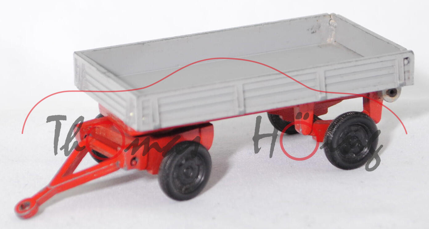 00001 2-Achs-Kippanhänger für LKW und Traktor (Baujahr 1963), Kippbrücke silbergrau, Heckklappe ohne zwei schräge Streben, Hohlniete, LKW1, SIKU, 1:60, m-
