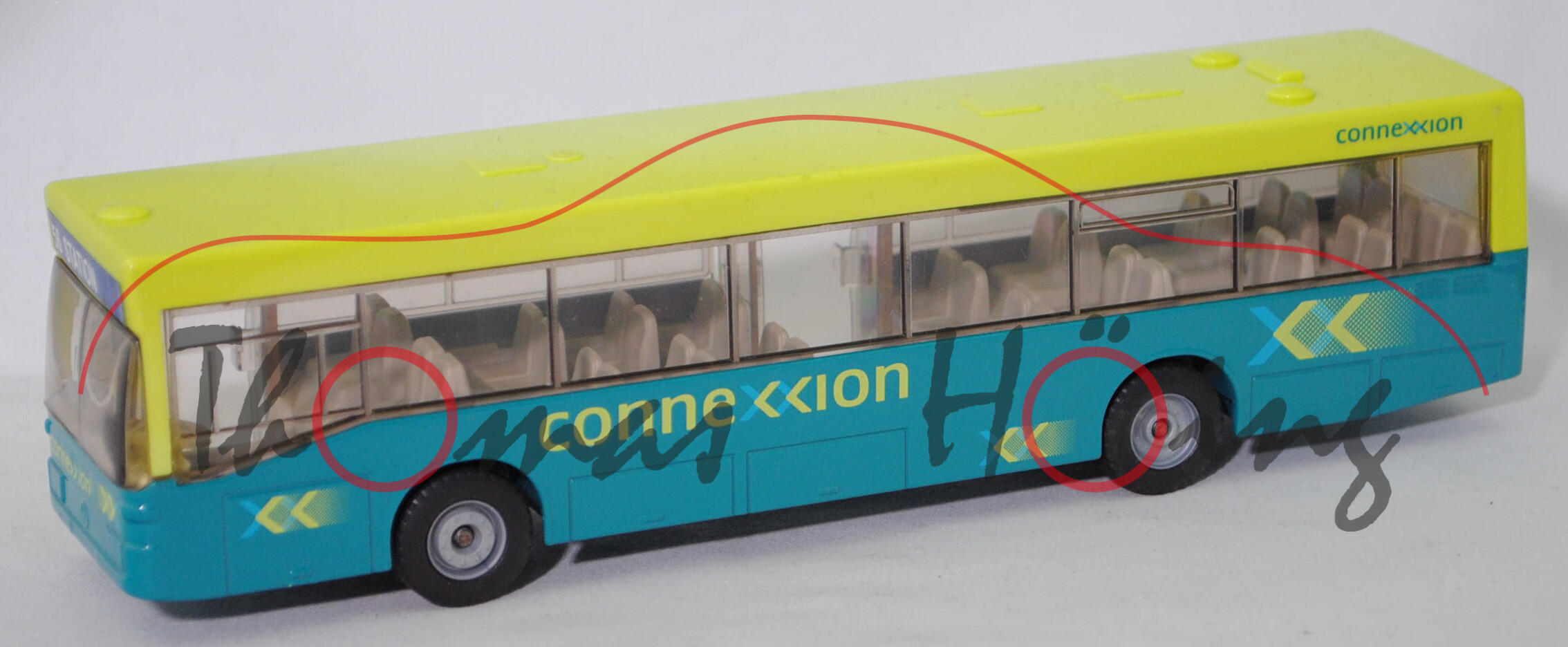 00307 NL Mercedes-Benz O 405 N Niederflur-Linienomnibus, leuchtgrün/blau, connexxion, SIKU, 1:55