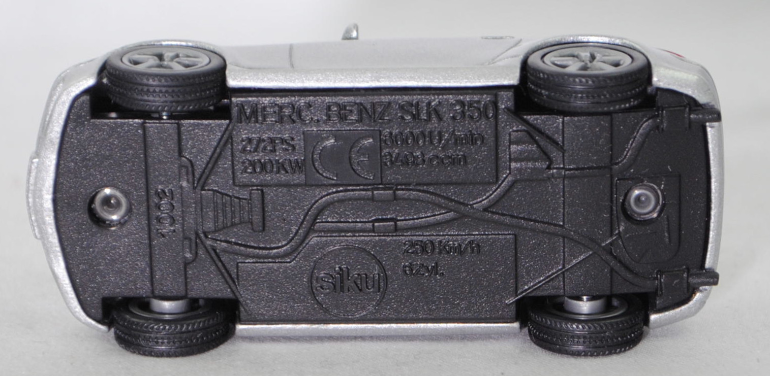 00000 Mercedes-Benz SLK 350 (interne Baureihenbezeichnung R 171, Vor-MoPf, Modell 2004-2008), silbergraumetallic, Bpr. MERC. BENZ SLK 350 und 1002, SIKU SUPER, 1:55, m