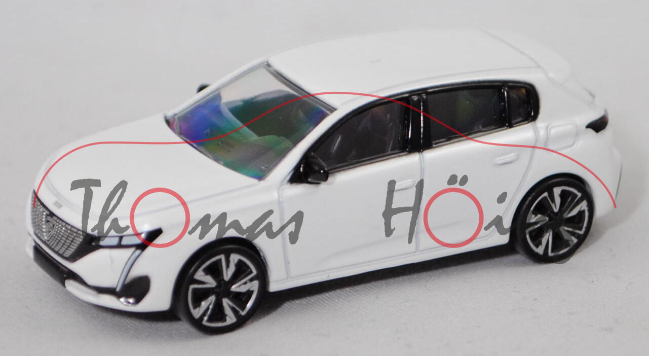 Peugeot 308 III Allure (3. Generation, P51, Modell 2021-), metallic perlmutt weiß, Norev, 1:64, mb