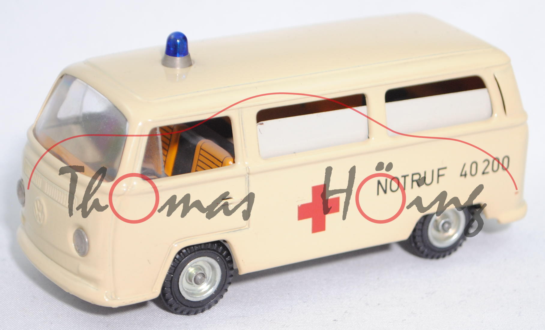 VW-Krankenwagen T2 1600 (2. Gen., Typ 2 T2a, Modell 1967-1970), elfenbein, CKO Kellermann, ca. 1:37