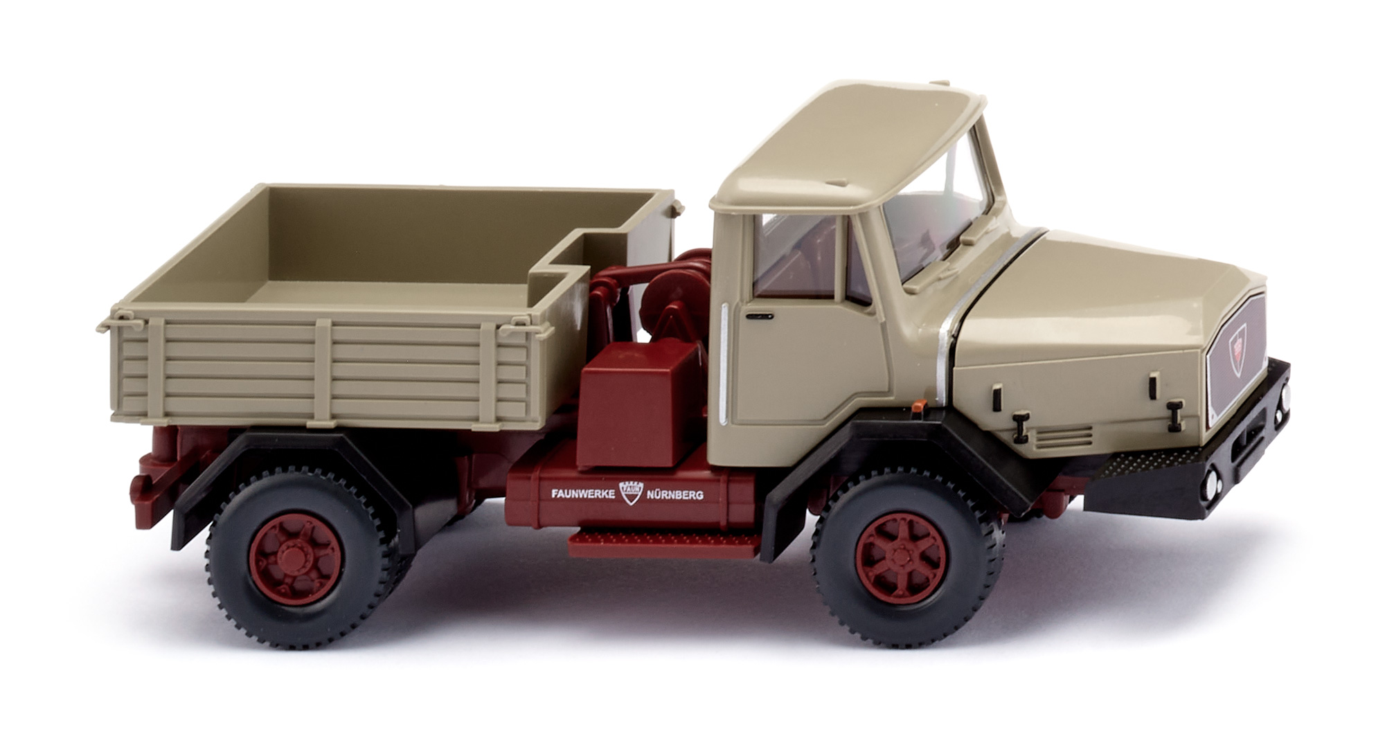 Faun F610/36ZAN Schwerlastpritschen-LKW (Baureihe F610, Modell 1967-1971), Fahrerhaus und Motorhaube olivgrau, FAUNWERKE NÜRNBERG, Wiking, 1:87, mb