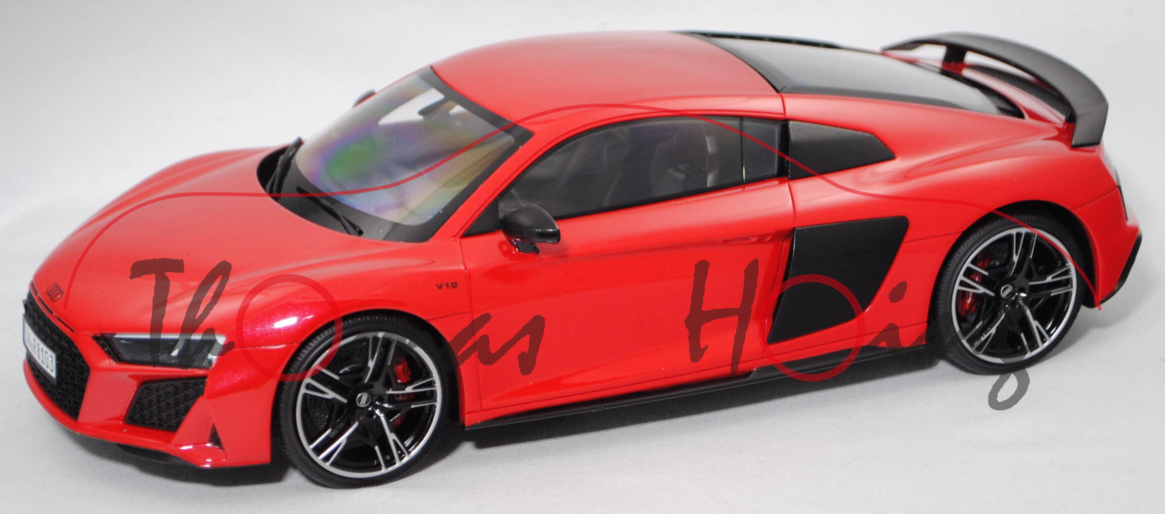 Audi R8 V10 performance Coupé (Typ 4S, Mod. 2019-), misanorot perleffekt, Jaditoys, 1:18, Werbebox