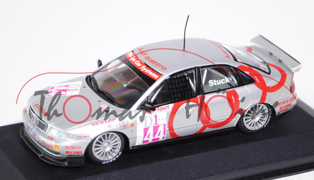 Audi A4 quattro STW 1995 (B5, Typ 8D), Modell 1994-2000, silber, Fahrer: Hans-Joachim Stuck, Nr. 44,