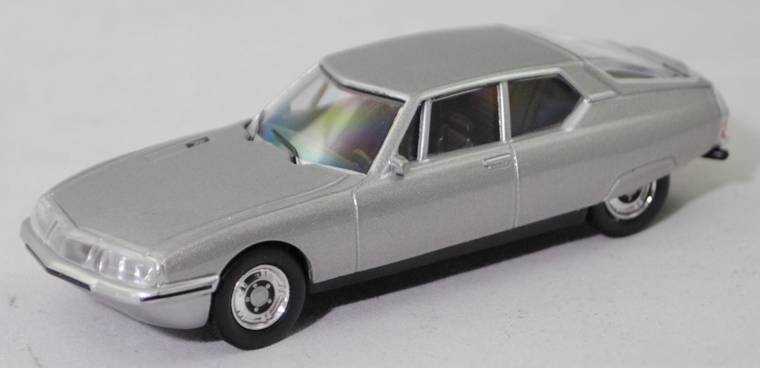 Citroen SM 2.7 (1. Generation, SB, Modell 1970-1972), gris largentière (Farbcode AC 082), Norev CLASSIC, 1:58, Werbeschachtel (Limited Edition)