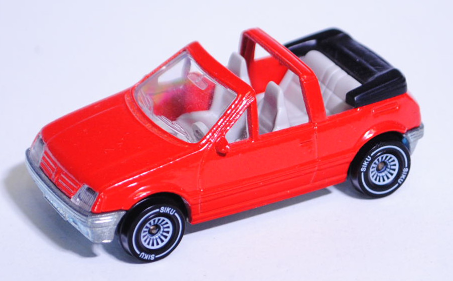 Peugeot 205 Cti 1.6 Cabriolet, Modell 1986-1989, verkehrsrot, innen lichtgrau, B4