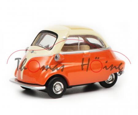 BMW Isetta 300 (Modell 1956-1962), hellelfenbein/dunkel-rotorange, Schuco, 1:64, mb