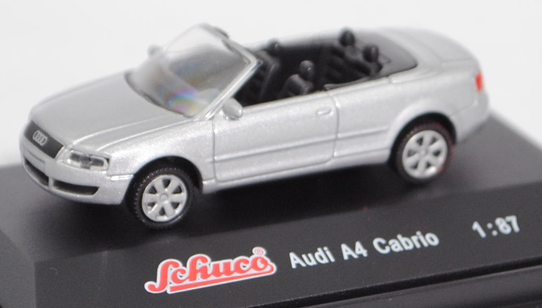 Audi A4 Cabriolet 3.0 (Baureihe B6, Typ 8H, Mod. 2002-2004), lichtsilber metallic, Schuco, 1:87, mb